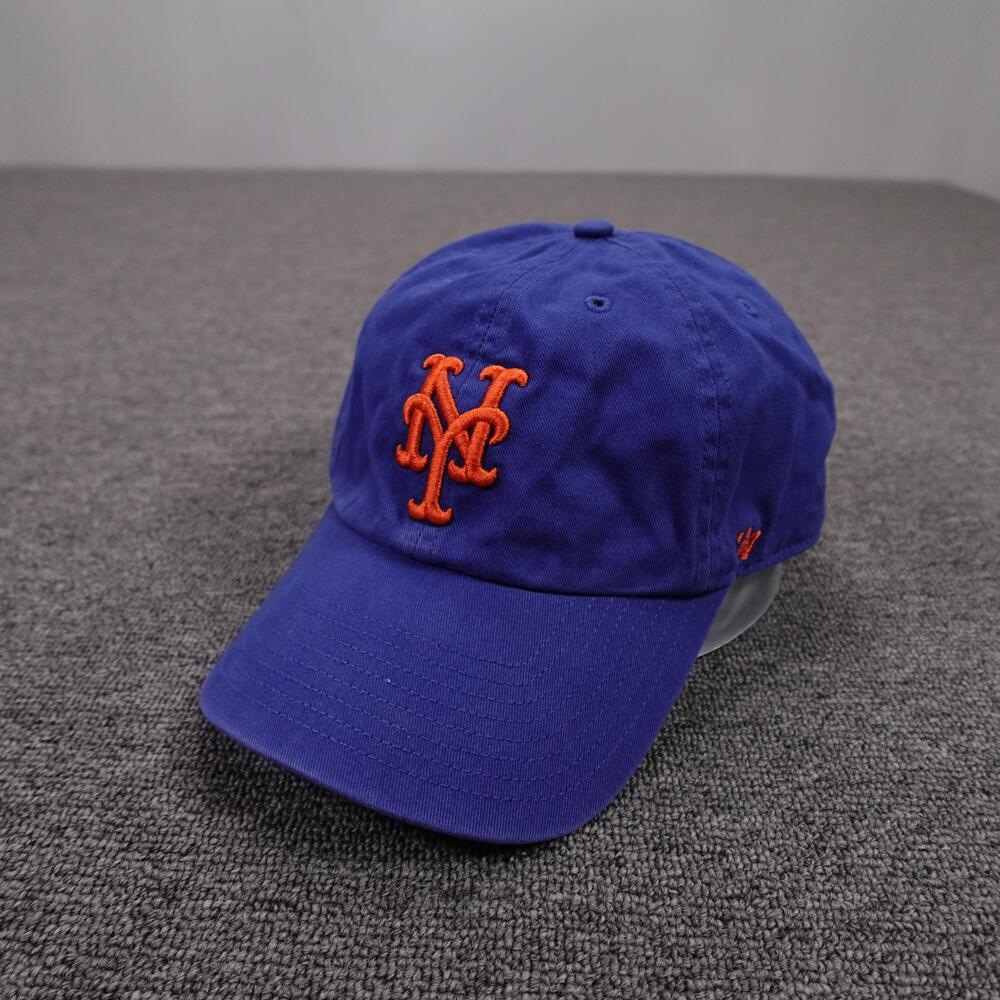 New York Mets Hat Cap Strap Back Mens One Size Blue Orange MLB Baseball '47